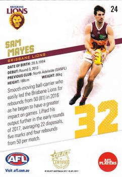 2017 Select Certified #24 Sam Mayes Back